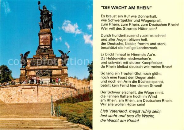 Gedicht auf AK Die Wacht am Rhein Rüdesheim Niederwald