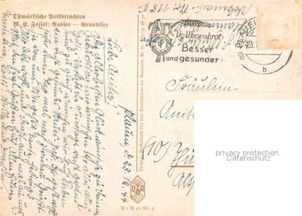 Trachten Ostmark Künstlerkarte M.E. Fossel Ausse – Bild 2
