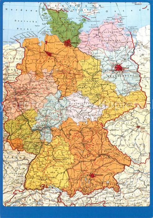 Landkarte auf Ak Deutschland
