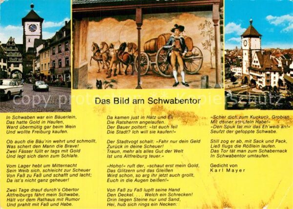 Gedicht auf AK Das Bild am Schwabentor Karl Mayer Frei