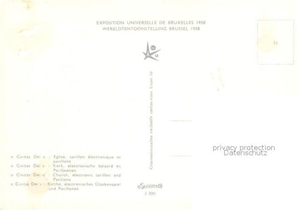 Exposition Universelle Bruxelles 1958 Civitas Dei Eglise Carillon Electroniqu – Bild 2