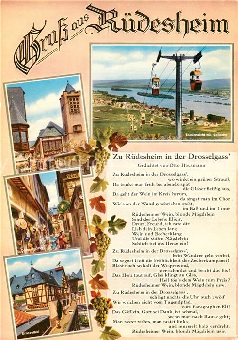 Gedicht auf AK Zu Rüdesheim in der Drosselgass Otto Ha
