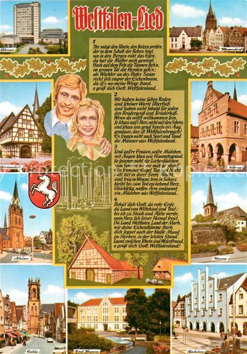 Liederkarte Westfalen-Lied Lünen Oelde Werne Unna