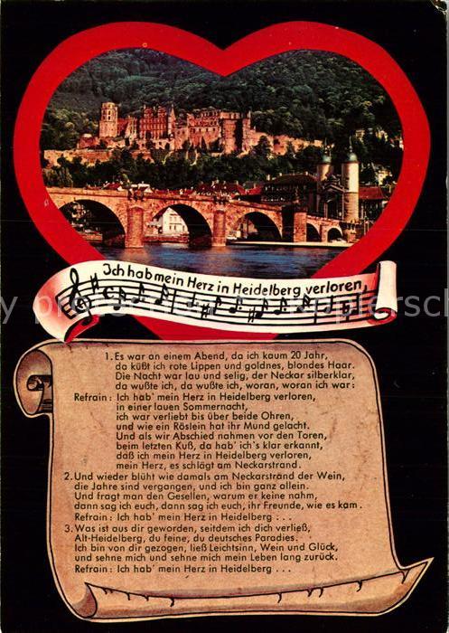 Liederkarte Ich hab mein Herz in Heidelberg verlore