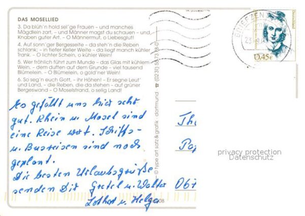 Liederkarte Das Mosellied Reichsburg Cochem Beilste – Bild 2