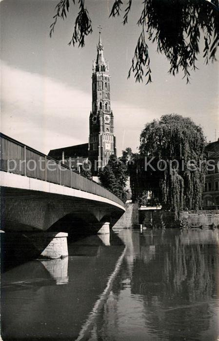 Landshut Isar Brückenpartie mit Kirche