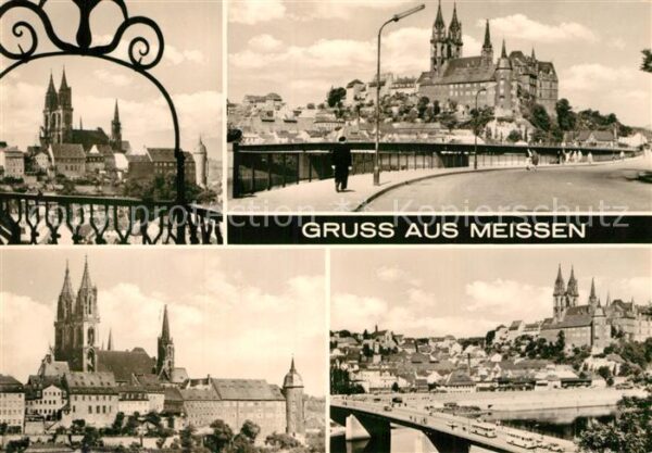 Meissen Elbe Sachsen Ortspartien mit Kirche