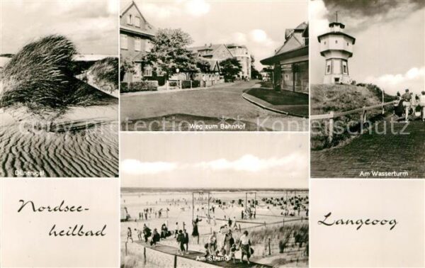 Langeoog Nordseebad Dünen Weg zum Bahnhof Wasserturm Strand