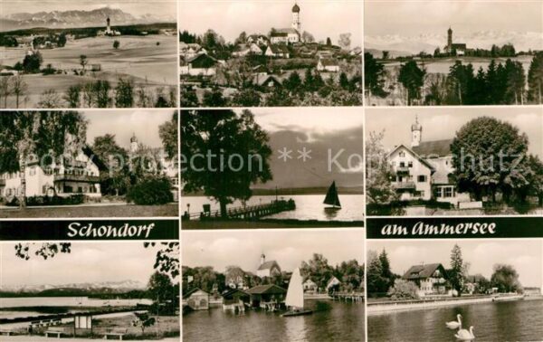 Schondorf Ammersee Teilansichten Kirche Hotel Bootssteg Se