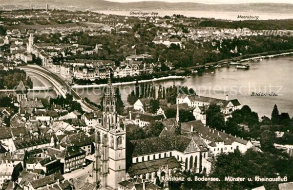 Konstanz Bodensee Münster Rheinausfluss Fliegeraufnahme