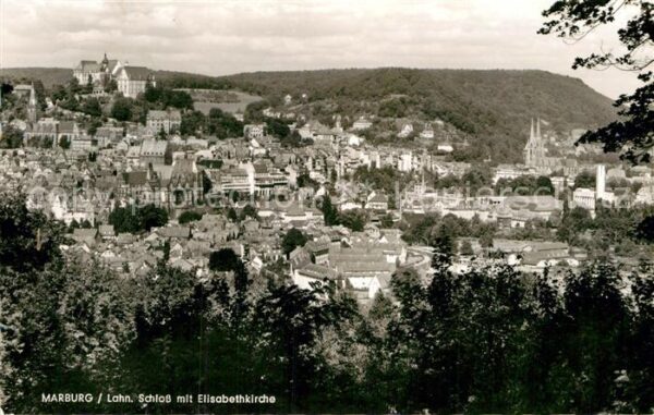 Marburg Lahn Stadtpanorama mit Schloss und Elisabeth