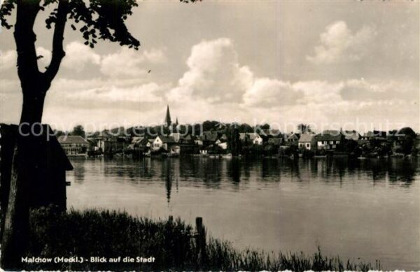 Malchow Blick auf die Stadt Uferpartie am See M