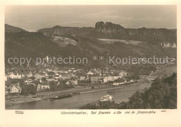 Bad Schandau Panorama Elbe Schrammsteine Elbsandstei