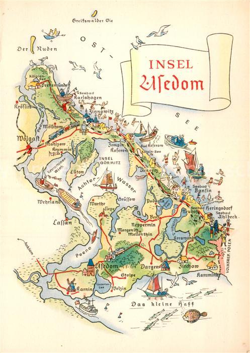 Insel Usedom Landkarte Zeichnung