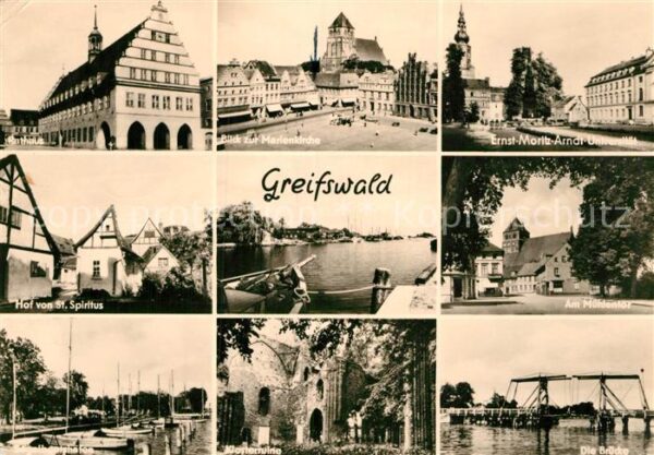 Greifswald Rathaus Platz Kirche Universität Hafen