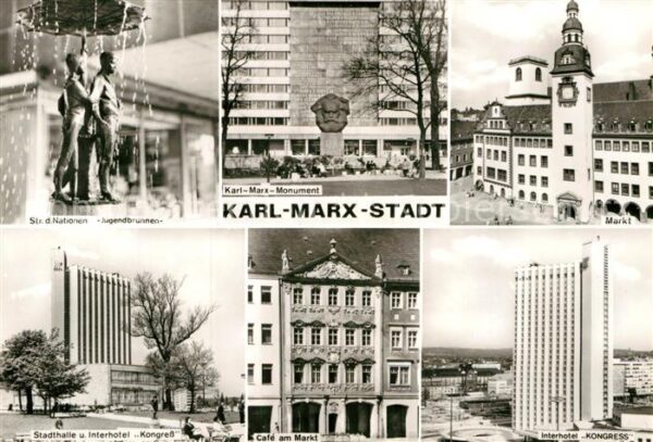 Karl-Marx-Stadt Markt Karl-Marx-Monument Interhotel Kon