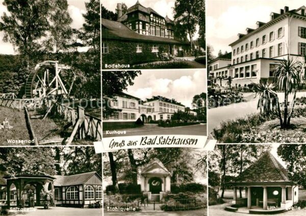 Bad Salzhausen Badehaus Kurhaus Wasserrad Stahlquelle