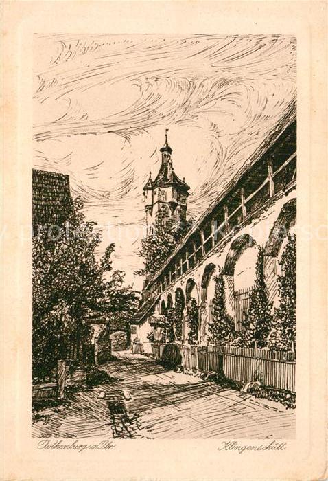 Rothenburg Tauber Klingenschütt Nach Original-Federzeichn
