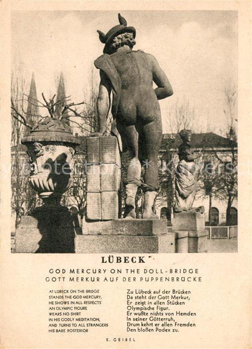 Luebeck Gott Merkur auf der Puppenbrücke Gedich