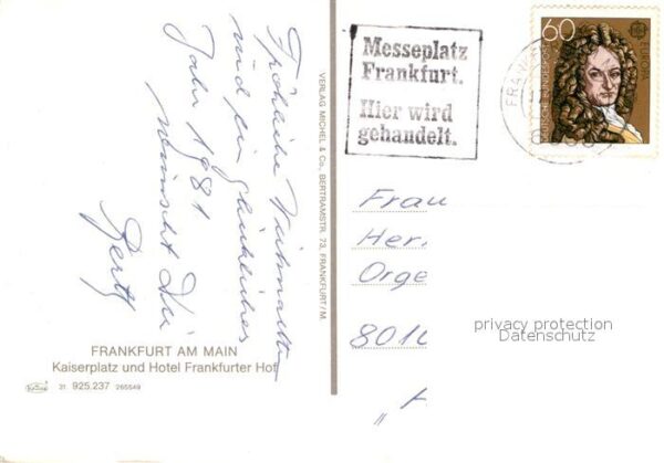 Frankfurt Main Kaiserplatz Hotel Frankfurter Hof – Bild 2