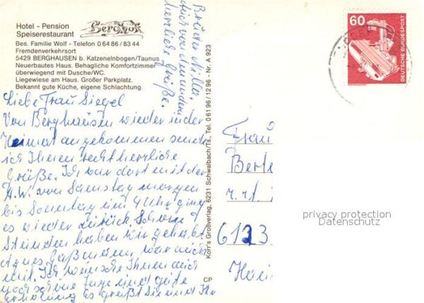 Berghausen Katzenelnbogen Hotel-Pension Berghof – Bild 2