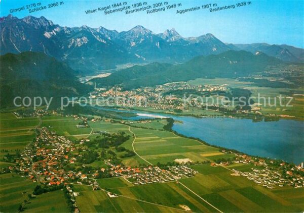 Fuessen Allgaeu Fliegeraufnahme mit Schwangau und Forgg