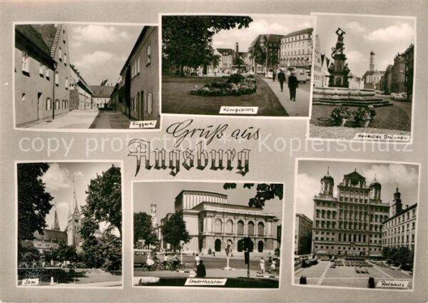 Augsburg Fuggerei Königsplatz Herkules-Brunnen S