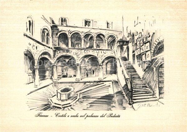 Firenze Florenz Podesta Palast Künstlerkarte