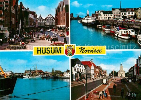 Husum Nordfriesland Innenstadt Platz Kirche Hafen Fischkutt