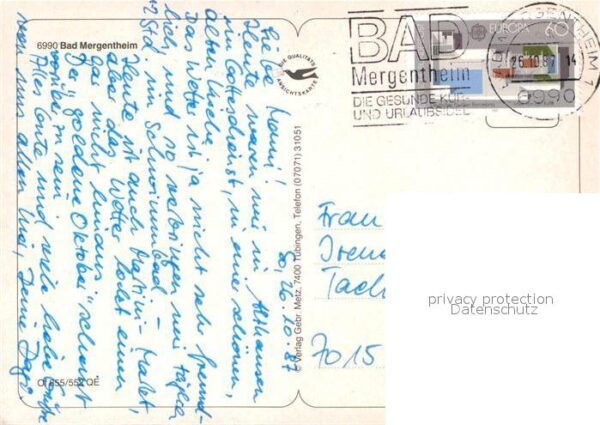 Bad Mergentheim Ortsansicht mit Kirche Platz Laterne Pa – Bild 2