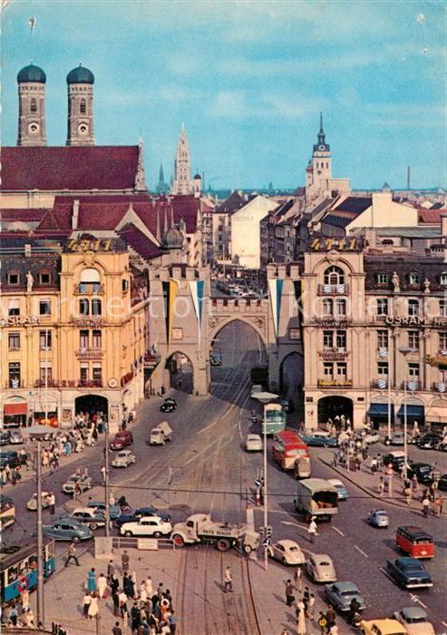 Muenchen Stachus mit Karlstor Innenstadt Türme d