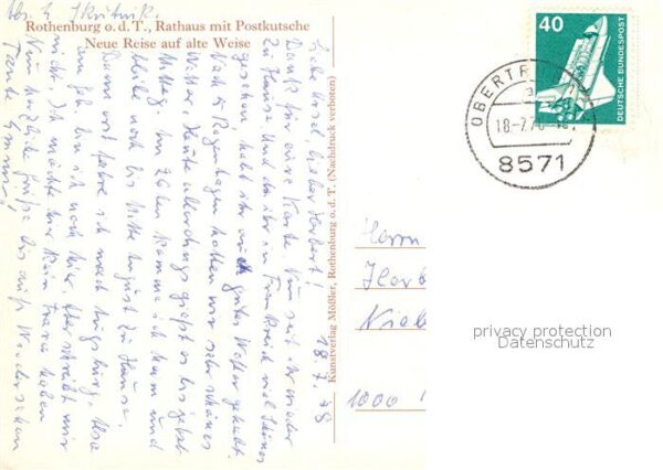 Rothenburg Tauber Rathaus mit Postkutsche Künstlerkarte L – Bild 2