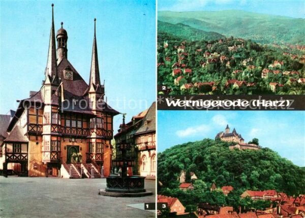 Wernigerode Harz Rathaus Blick vom Brocken Schloss Feuda