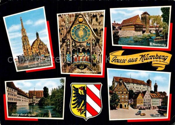 Nuernberg Schöner Brunnen Heilig Geist Spital Fra