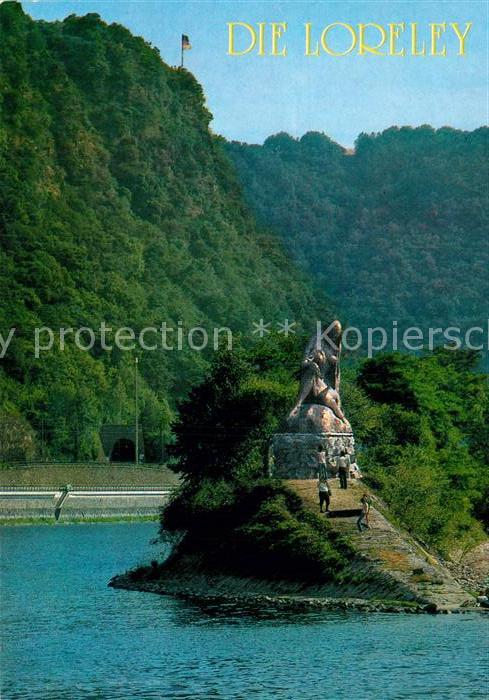 St Goarshausen Loreleyfelsen mit Loreley Statue Sagenf