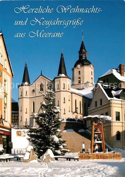 Meerane Pyramide Kirche im Winter Weihnachtskar