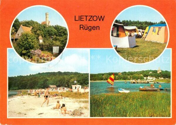 Lietzow Ruegen Teilansicht Zeltplatz Strand am Bodden