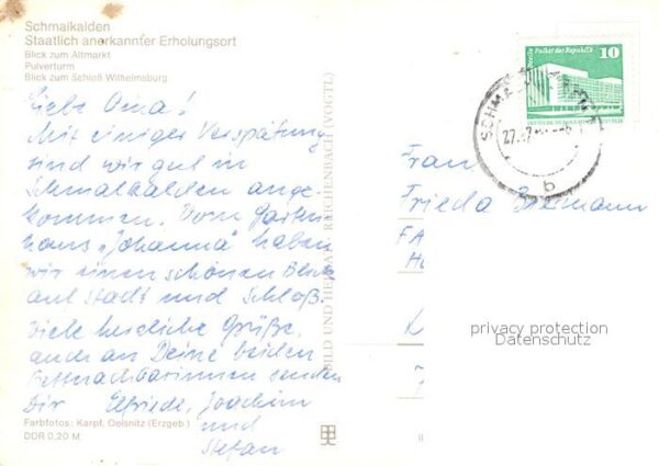 Schmalkalden Blick zum Altmarkt Pulverturm Schloss W – Bild 2