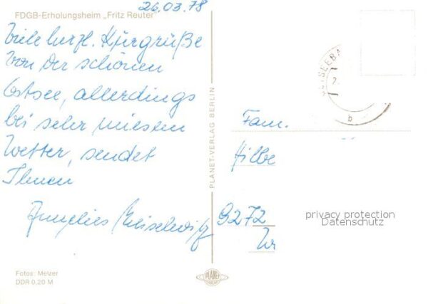 Boltenhagen Ostseebad FDGB Erholungsheim Fritz Reuter Strand – Bild 2