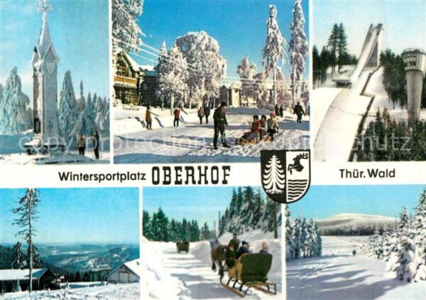 Oberhof Thueringen Winterpanorama Pferdeschlitten Skisprun
