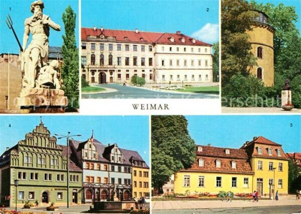 Weimar Thueringen Marktbrunnen Schloss Bibliotheksturm Re