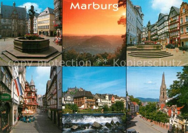 Marburg Lahn Marktplatz Rathaus Wettergasse Lahn Sch