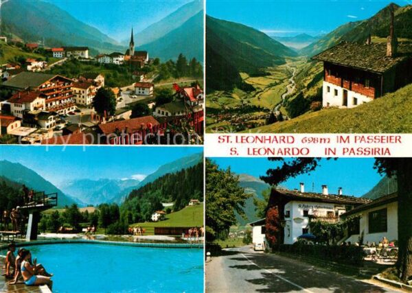 St Leonhard Passeier Fliegeraufnahme Freibad Ortspartie
