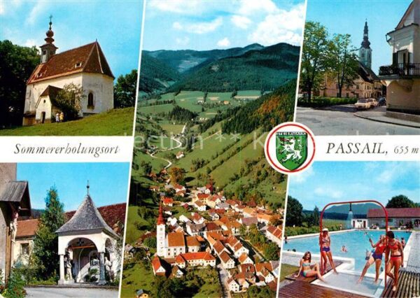 Passail Fliegeraufnahme Freibad Ortspartie Kirc