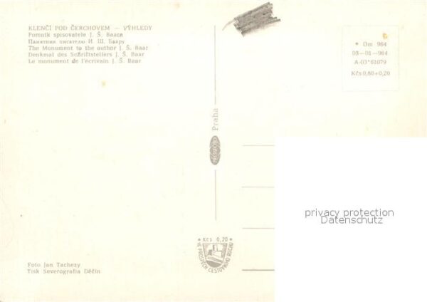 Klenci pod Cerchovem Denkmal des Schriftstellers J.S. Baar – Bild 2