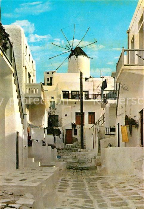 Mykonos Ortspartie mit Windmühle