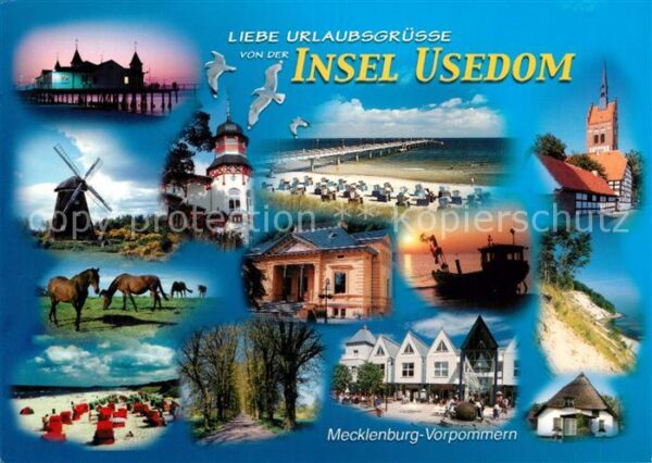 Insel Usedom Seebrücken Strand Windmühle Pferde