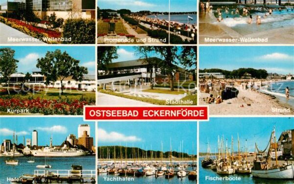 Eckernfoerde Meerwasser Wellenbad Fischerboote Stran