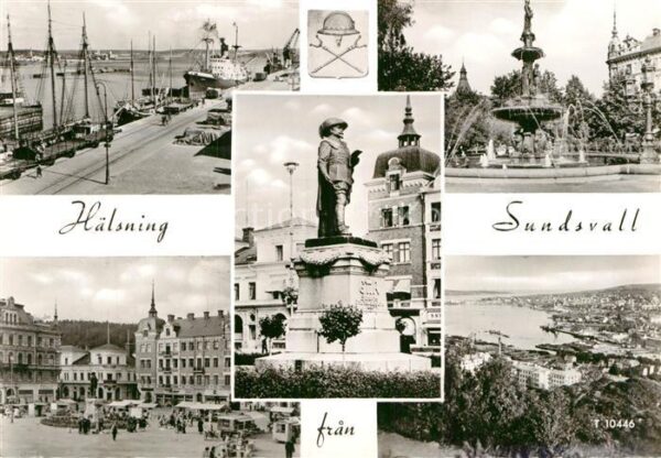 Sundsvall Teilansichten Hafen Denkmal Statue Plat