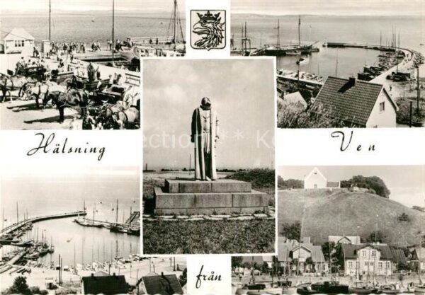 Ven Oeresund Hafen Pferdekutschen Denkmal Statue Küs